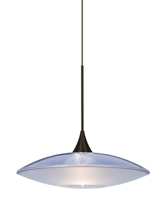 Buy bronze-with-blue-frost-2-5-x-8-75-x-8-75-glass-and-blue-shade Spazio Pendant by Besa