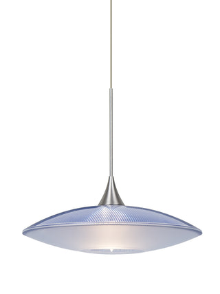 Buy satin-nickel-with-blue-frost-2-5-x-8-75-x-8-75-glass-and-blue-shade Spazio Pendant by Besa