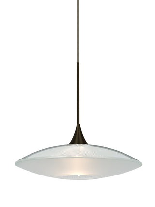 Buy bronze-with-clear-frost-2-5-x-8-75-x-8-75-glass-and-frosted-shade Spazio Pendant by Besa