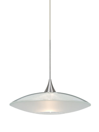 Buy satin-nickel-with-clear-frost-2-5-x-8-75-x-8-75-glass-and-frosted-shade Spazio Pendant by Besa
