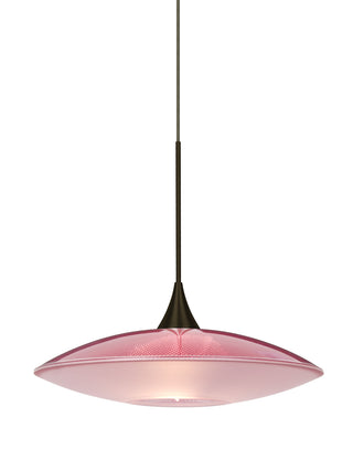 Buy bronze-with-red-frost-2-5-x-8-75-x-8-75-glass-and-frosted-shade Spazio Pendant by Besa