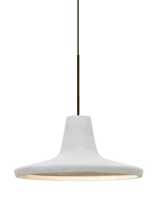 Buy bronze-with-white-5-x-9-x-9-glass-and-white-shade Modus Pendant by Besa