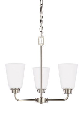 Buy brushed-nickel-with-satin-etched-glass-and-white-shade Kerrville Outdoor (Damp) Chandelier by Generation Lighting