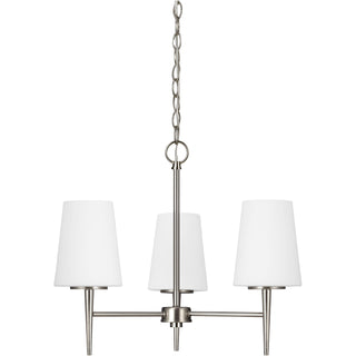 Buy brushed-nickel-with-cased-opal-etched-glass-and-opal-shade Driscoll Chandelier by Generation Lighting