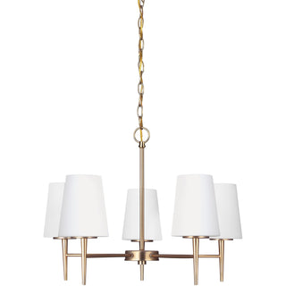 Buy satin-brass-with-cased-opal-etched-glass-and-opal-shade Driscoll Chandelier by Generation Lighting