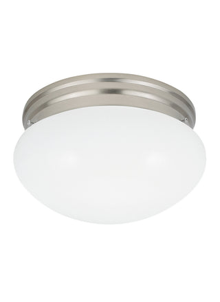 Buy brushed-nickel-with-smooth-white-glass-and-opal-shade Webster Outdoor (Damp) Flush Mount Ceiling Light by Generation Lighting