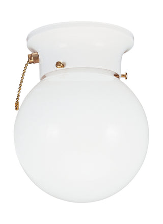 Buy white-with-smooth-white-glass-and-white-shade Tomkin Outdoor (Damp) Flush Mount Ceiling Light by Generation Lighting