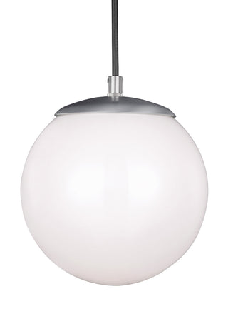 Buy satin-aluminum-with-smooth-white-glass-and-white-shade Leo - Hanging Globe Outdoor (Damp) Pendant by Visual Comfort Studio