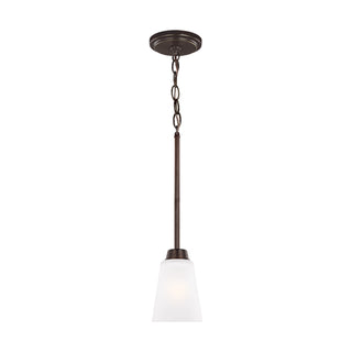 Buy bronze-with-satin-etched-glass-and-white-shade Kerrville Outdoor (Damp) Mini Pendant by Generation Lighting
