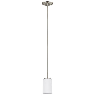 Buy brushed-nickel-with-cased-opal-etched-glass-and-white-shade Oslo Mini Pendant by Generation Lighting