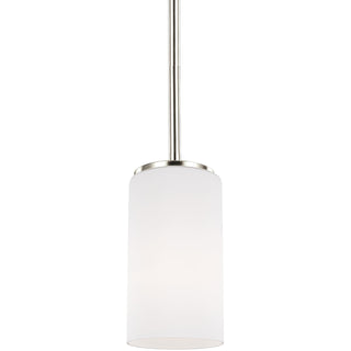 Buy brushed-nickel-with-etched-white-inside-glass-and-white-shade Alturas Outdoor (Damp) Mini Pendant by Generation Lighting