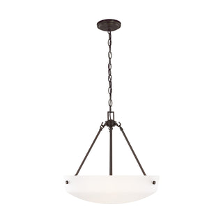 Buy bronze-with-satin-etched-glass-and-white-shade Kerrville Outdoor (Damp) Pendant by Generation Lighting