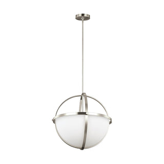 Buy brushed-nickel-with-etched-white-inside-glass-and-white-shade Alturas Outdoor (Damp) Pendant by Generation Lighting