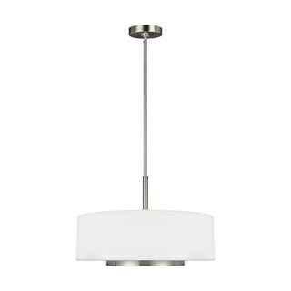 Buy brushed-nickel-with-satin-etched-glass-and-white-shade Nance Outdoor (Damp) Pendant by Generation Lighting