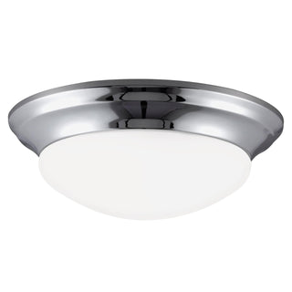 Buy chrome-with-satin-etched-glass-and-white-shade Nash Outdoor (Damp) Flush Mount Ceiling Light by Generation Lighting