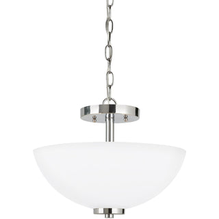 Buy chrome-with-etched-white-inside-glass-and-silver-gray-shade Oslo Pendant by Generation Lighting