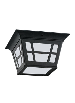Buy black-with-etched-white-inside-glass-and-white-shade Herrington Outdoor (Damp) Flush Mount Light by Generation Lighting