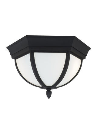 Buy black-with-etched-white-inside-glass-and-white-shade Wynfield Outdoor (Damp) Flush Mount Light by Generation Lighting