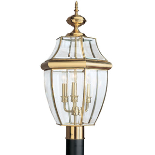Buy polished-brass-with-clear-curved-beveled-glass-and-clear-shade Lancaster Outdoor (Wet) Post Lantern by Generation Lighting
