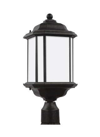 Buy oxford-bronze-with-satin-etched-glass-and-white-shade Kent Outdoor (Wet) Post Lantern by Generation Lighting