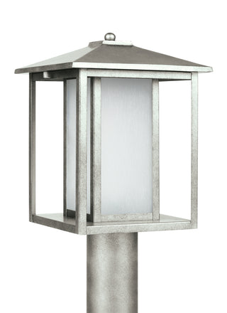 Buy weathered-pewter-with-etched-seeded-glass-and-white-shade Hunnington Outdoor (Wet) Lantern by Generation Lighting