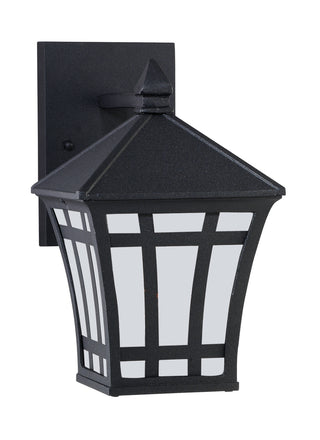 Buy black-with-etched-white-inside-glass-and-white-shade Herrington Outdoor (Wet) Wall Lantern by Generation Lighting