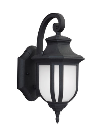 Buy black-with-satin-etched-glass-and-white-shade Childress Outdoor (Wet) Wall Lantern by Generation Lighting