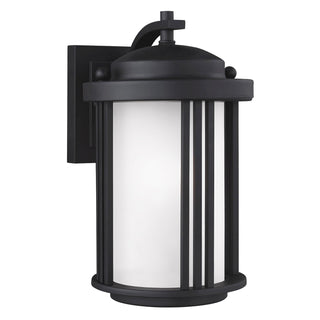 Buy black-with-satin-etched-glass-and-white-shade Crowell Outdoor (Wet) Wall Lantern by Generation Lighting
