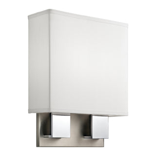Buy brushed-nickel-chrome-with-white-acrylic-glass-and-white-shade Sconce by Kichler