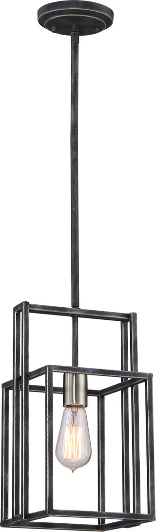 Buy iron-black-brushed-nickel-accents-and-black-shade Lake Mini Pendant by Nuvo Lighting