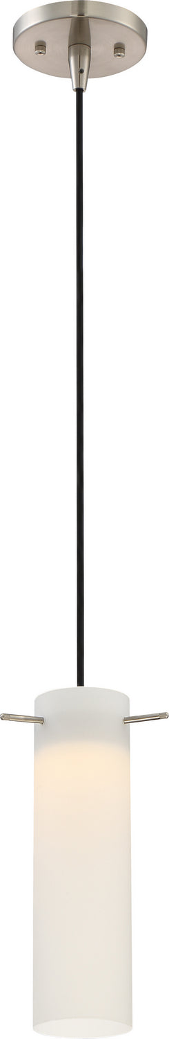 Buy brushed-nickel-with-white-opal-glass Pulse Outdoor (Damp) Mini Pendant by Nuvo Lighting