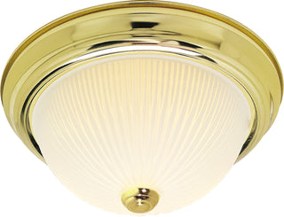 Buy polished-brass-with-frosted-ribbed-glass Outdoor (Damp) Flush Mount Ceiling Light by Nuvo Lighting