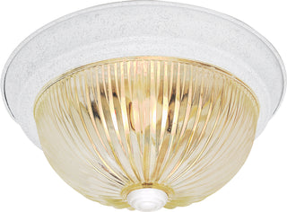 Buy textured-white-with-clear-ribbed-glass Outdoor (Damp) Flush Mount Ceiling Light by Nuvo Lighting