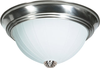 Buy brushed-nickel-with-frosted-melon-glass Outdoor (Damp) Flush Mount Ceiling Light by Nuvo Lighting
