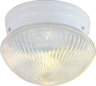 Buy white-with-clear-ribbed-glass Outdoor (Damp) Flush Mount Light by Nuvo Lighting