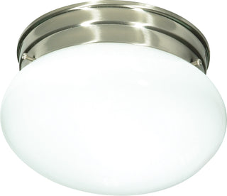 Buy brushed-nickel-with-white-glass Outdoor (Damp) Flush Mount Light by Nuvo Lighting