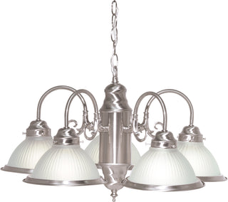 Buy brushed-nickel-with-frosted-ribbed-glass Chandelier by Nuvo Lighting