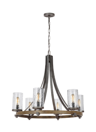 Buy distressed-weathered-oak-slate-grey-metal-with-clear-wavy-glass-and-clear-shade Angelo Outdoor (Damp) Chandelier by Visual Comfort Studio