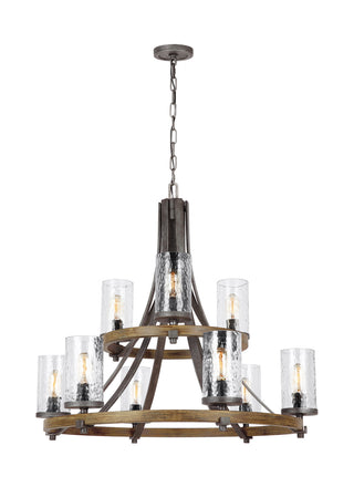 Buy distressed-weathered-oak-slate-grey-metal-with-clear-wavy-glass-and-clear-seedy-shade Angelo Outdoor (Damp) Chandelier by Visual Comfort Studio