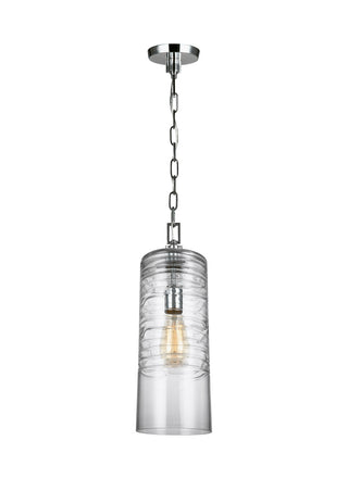 Buy chrome-with-clear-glass-and-clear-textured-shade Elmore Outdoor (Damp) Pendant by Visual Comfort Studio