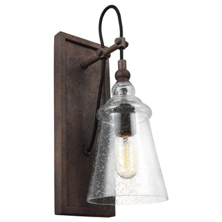 Buy dark-weathered-iron-with-clear-seeded-glass-and-clear-shade Loras Outdoor (Damp) Sconce by Generation Lighting