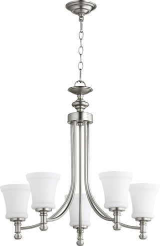 Buy satin-nickel-with-satin-opal-glass-and-opal-shade Rossington Outdoor (Damp) Chandelier by Quorum