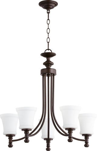 Buy oiled-bronze-with-satin-opal-glass-and-opal-shade Rossington Outdoor (Damp) Chandelier by Quorum