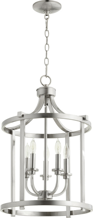 Buy satin-nickel Lancaster Outdoor (Damp) Pendant by Quorum