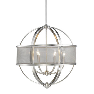 Buy pewter-with-pewter-glass Colson Chandelier by Golden