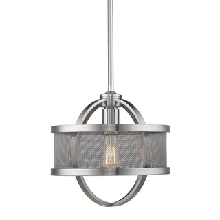 Buy pewter-with-pewter-glass-and-silver-gray-shade Colson Outdoor (Damp) Mini Pendant by Golden