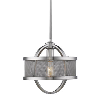 Buy pewter-with-pewter-glass-and-silver-gray-shade Colson Outdoor (Damp) Pendant by Golden