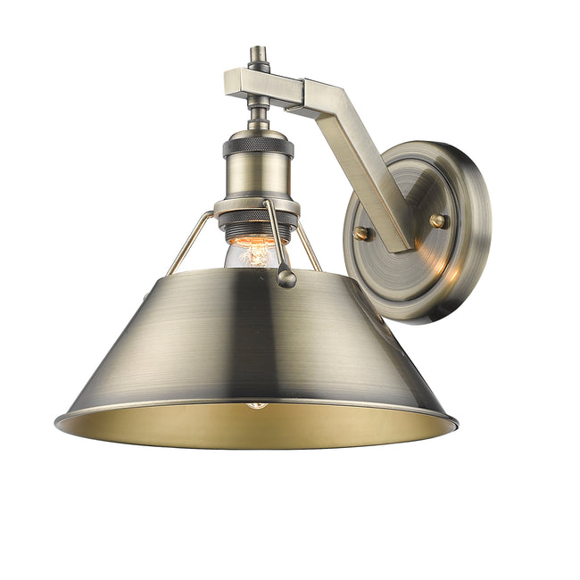 Orwell Sconce by Golden - 1 Light (10.00"W x 9.63"H), Aged Brass with Aged Brass Glass and Metal Shade, Incandescent [Golden-3306-1W AB-AB|MAIN]