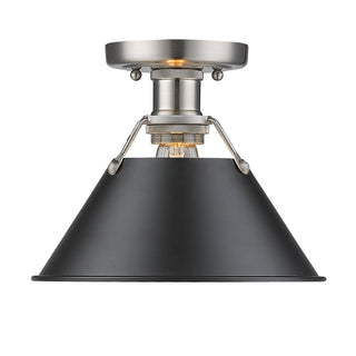 Buy pewter-with-matte-black-glass-and-black-shade Orwell Outdoor (Damp) Flush Mount Light by Golden