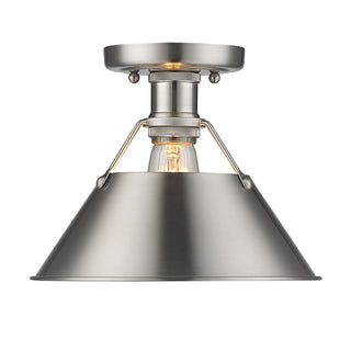 Buy pewter-with-pewter-glass-and-silver-gray-shade Orwell Outdoor (Damp) Flush Mount Light by Golden